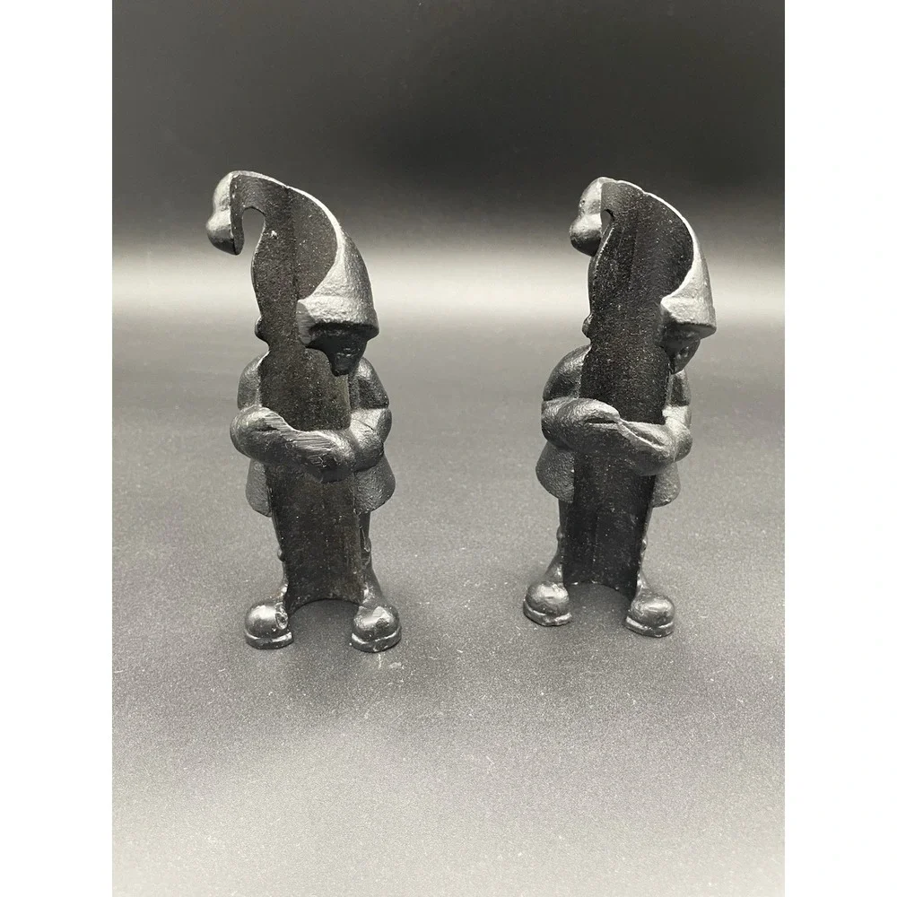 Crate & Barrel Cast Iron Metal Gnome Candleholders